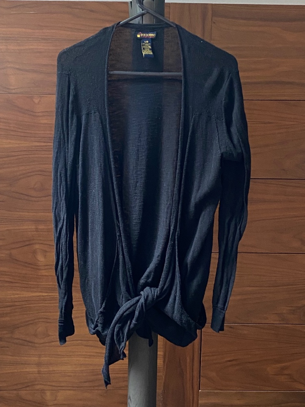 DEX Black Lightweight Tie-Front Cardigan Size L